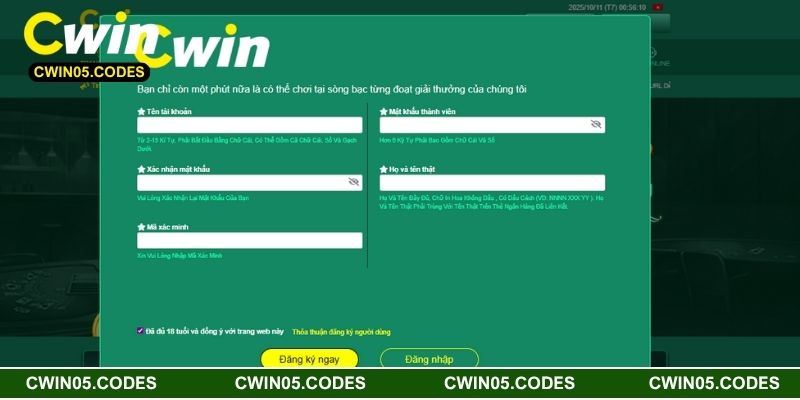 Quy Trình Tạo Tài Khoản CWIN Dành Cho Người Mới