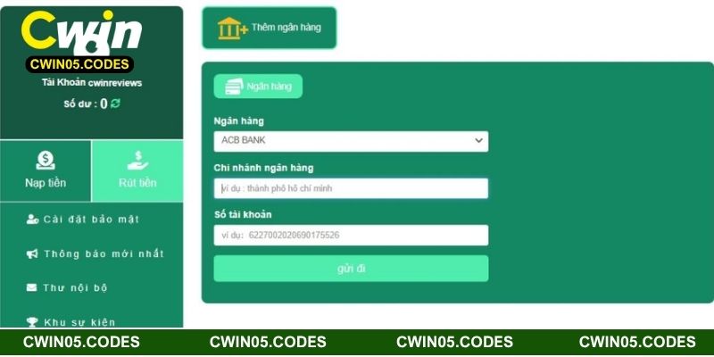 Hướng dẫn các thành viên rút tiền CWIN về tài khoản cá nhân